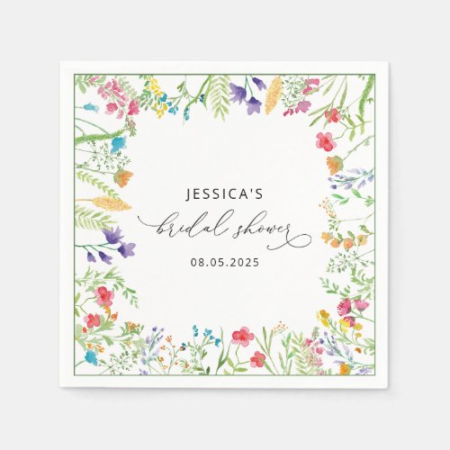 Watercolor Wildflower Bridal Shower Napkins