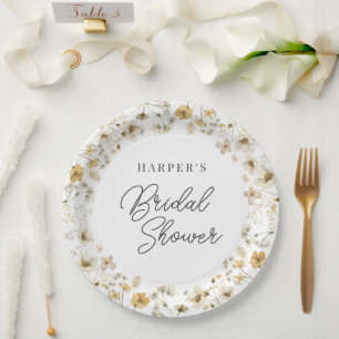 Watercolor Wildflower Bridal Shower Paper Plates