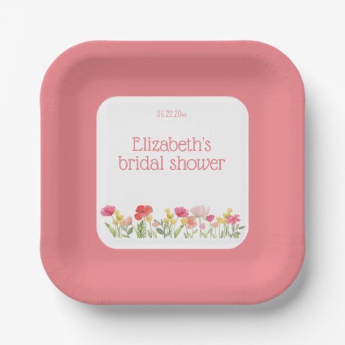 Watercolor Wildflower Bridal Shower Paper Plates