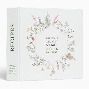 Watercolor wildflower Bridal shower Personalized R 3 Ring Binder