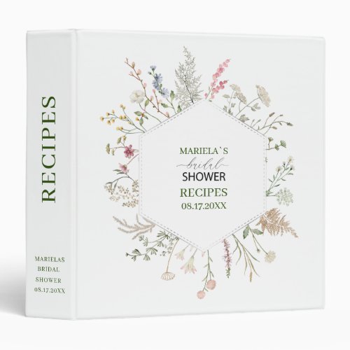 Watercolor wildflower Bridal shower Personalized R 3 Ring Binder