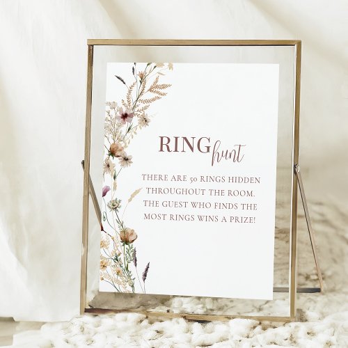 Watercolor Wildflower Bridal Shower Ring Hunt Game Poster