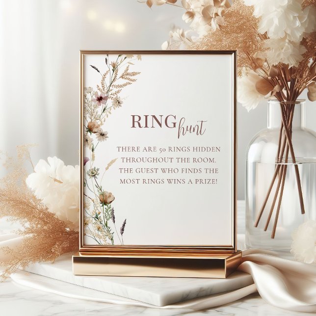 Watercolor Wildflower Bridal Shower Ring Hunt Game Poster (Creator Uploaded)