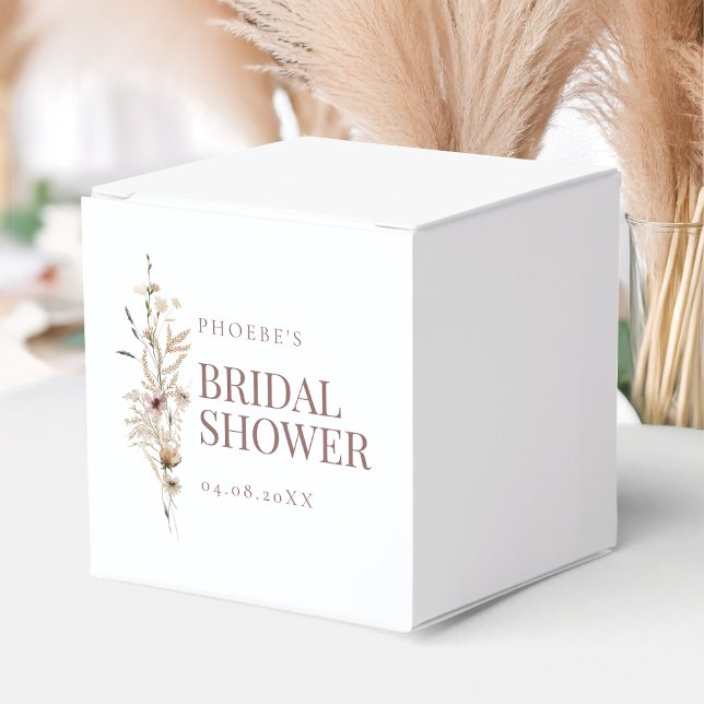 Watercolor Wildflower Bridal Shower Square Favor Boxes (Creator Uploaded)