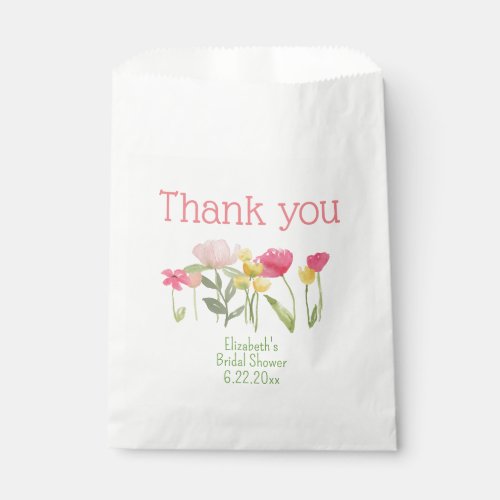 Watercolor Wildflower Bridal Shower Thank You Favor Bag