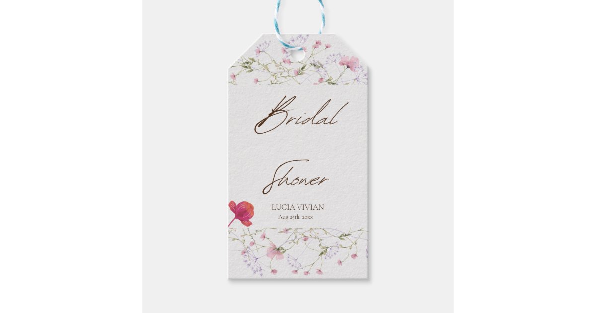 Watercolor Wildflower Bridal Shower Thank You Gift Tags | Zazzle