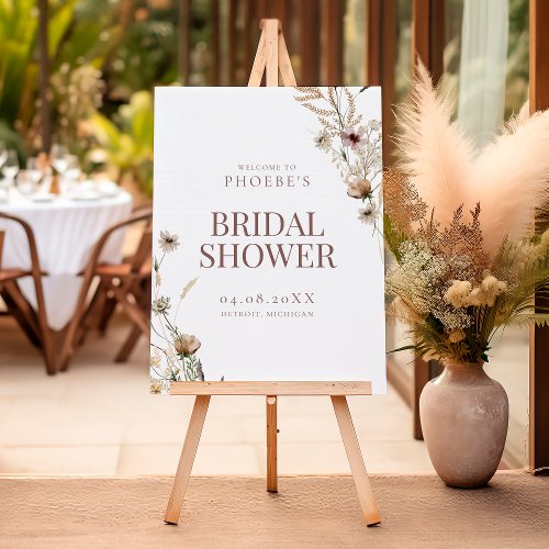 Watercolor Wildflower Bridal Shower Welcome Foam Board