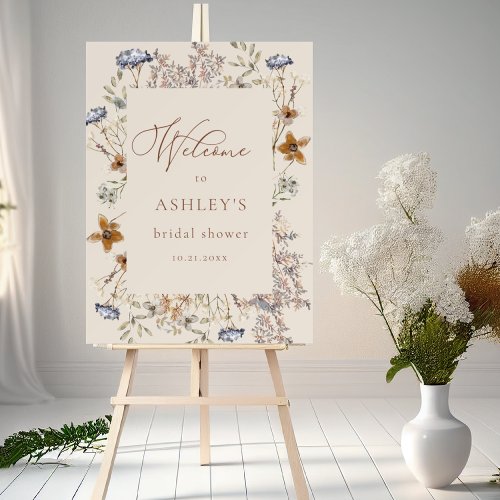 Watercolor Wildflower Bridal Shower Welcome Foam Board