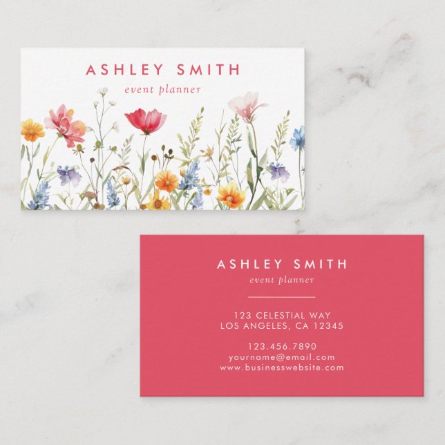 Watercolor Wildflower Business Card (Front/Back)