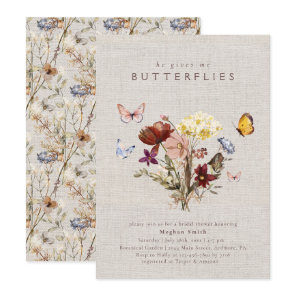 Watercolor Wildflower Butterfly Bridal Shower Invitation