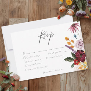 Watercolor Wildflower Butterfly Modern Wedding RSVP Card