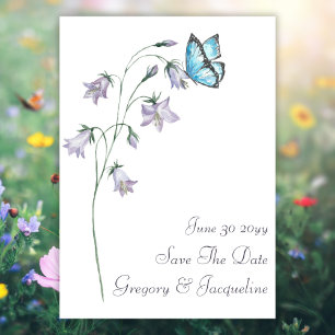 Watercolor Wildflower Butterfly Save The Date Invitation