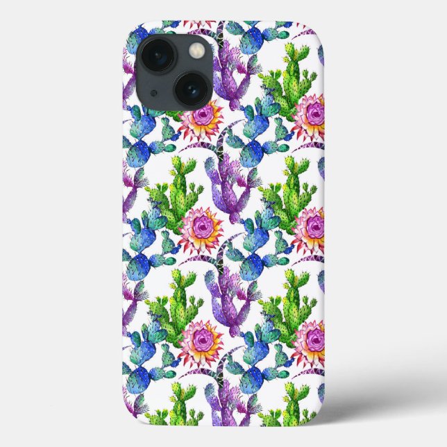 Watercolor Wildflower Cactus Pattern Case-Mate iPhone Case (Back)