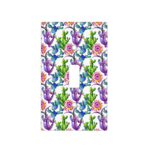 Watercolor Wildflower Cactus Pattern Light Switch Cover