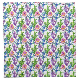Watercolor Wildflower Cactus Pattern Napkin