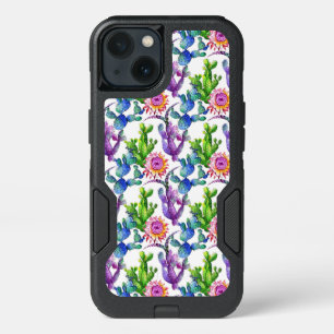 Watercolor Wildflower Cactus Pattern iPhone 13 Case