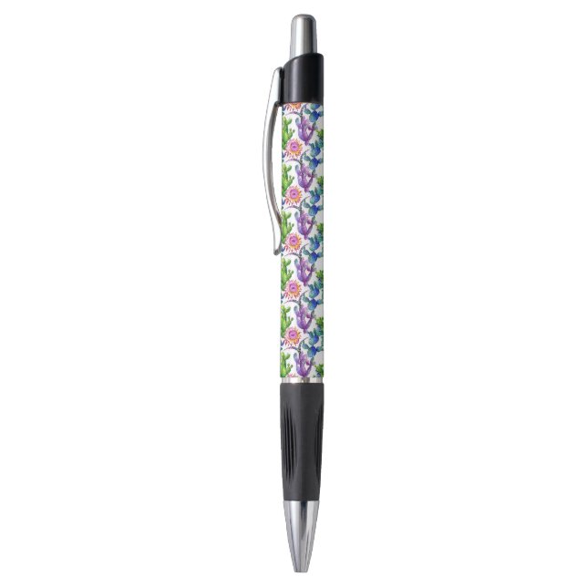 Watercolor Wildflower Cactus Pattern Pen (Top (Vertical))