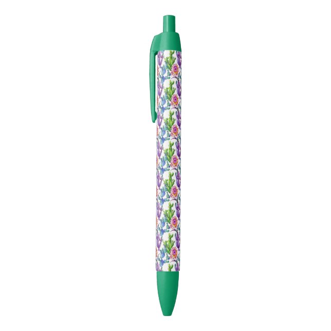 Watercolor Wildflower Cactus Pattern Pen (Top (Vertical))