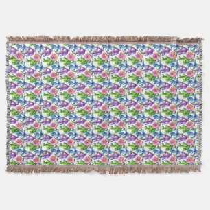 Watercolor Wildflower Cactus Pattern Throw Blanket