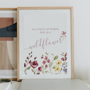 Watercolor Wildflower Calligraphy Mauve  Poster