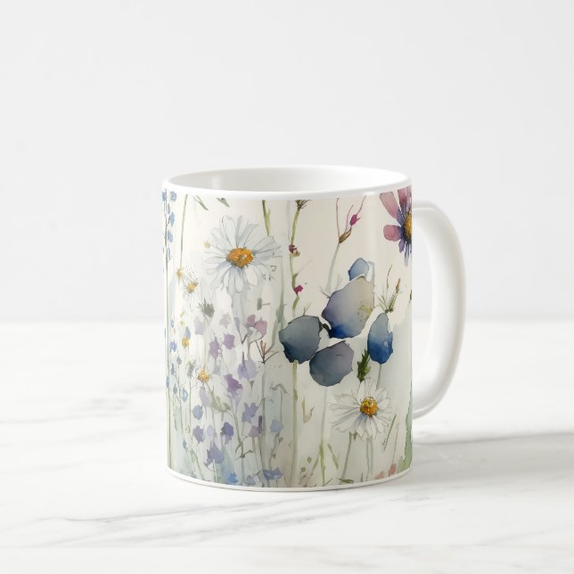 Watercolor Wildflower Coffee Mug (Front Right)