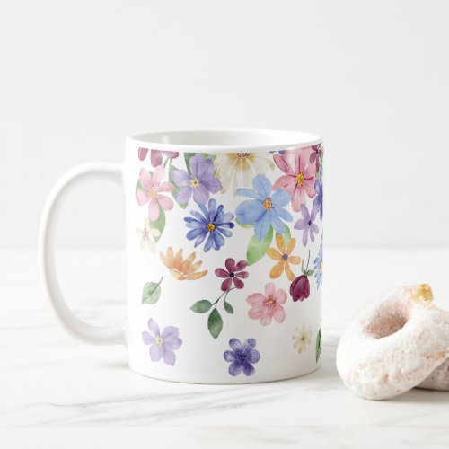 Watercolor Wildflower Coffee Mug Gift for Girls  