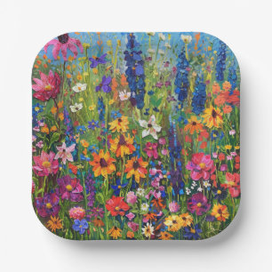 Watercolor Wildflower colourful  Paper Plates