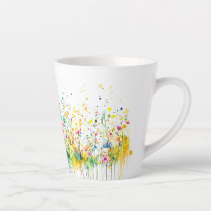 Watercolor Wildflower Cottage Garden Floral Latte Mug