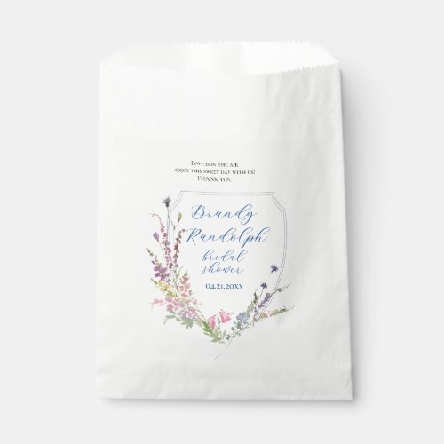 Watercolor Wildflower Crest Cube Favor Bag