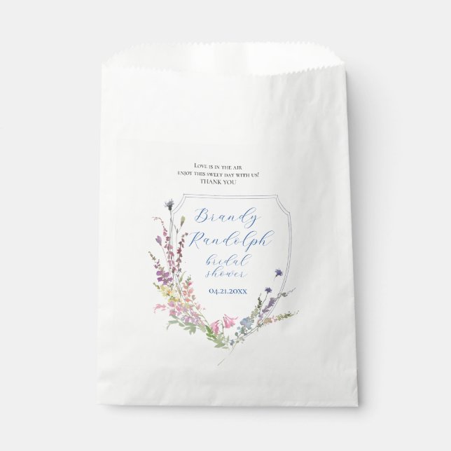 Watercolor Wildflower Crest Cube Favor Bag (Front)