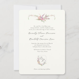 Watercolor Wildflower Crest Invitation