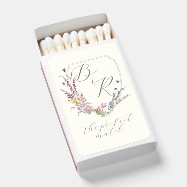 Watercolor Wildflower Crest Matchboxes (Front Open)