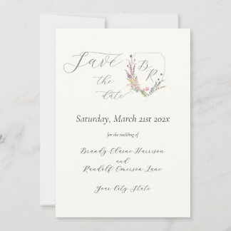 Watercolor Wildflower Crest Save The Date