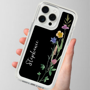 Watercolor Wildflower Custom Name iPhone 15 Pro Max Case