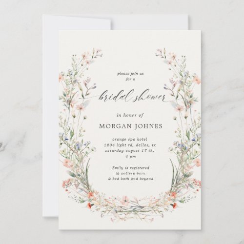 Watercolor Wildflower Dreamy Bridal Shower Invite 