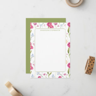 Watercolor Wildflower Elegant Personalized Floral Note Card