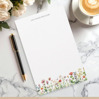 Watercolor Wildflower Elegant Stationery Paper