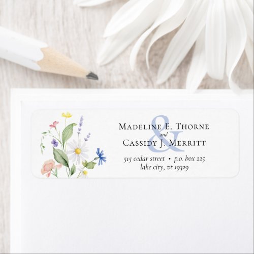Watercolor Wildflower Elegant Wedding Address Label