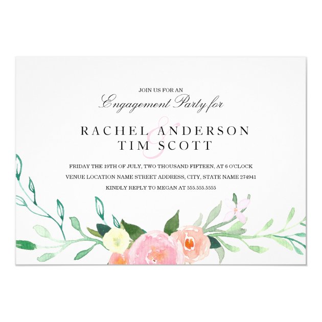 Watercolor Wildflower Engagement Party Invite