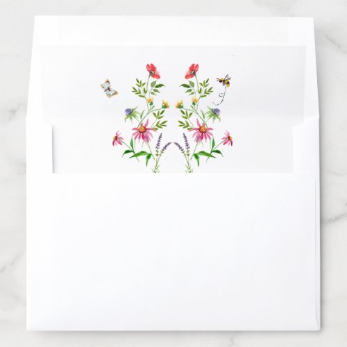 Watercolor wildflower  envelope liner