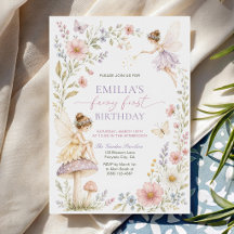 Watercolor Wildflower Fairy First 1st Birthday