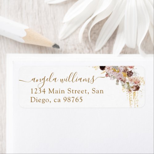 Watercolor Wildflower Fall Elegant Bridal Shower Label