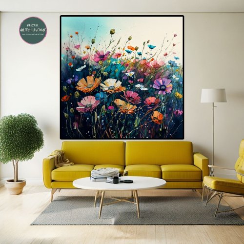 Watercolor Wildflower Field 11 Poster Wall Art