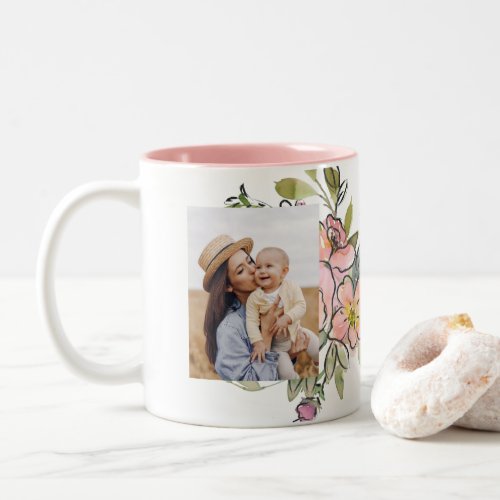 Watercolor Wildflower Floral Best Mothers Day Two_Tone Coffee Mug