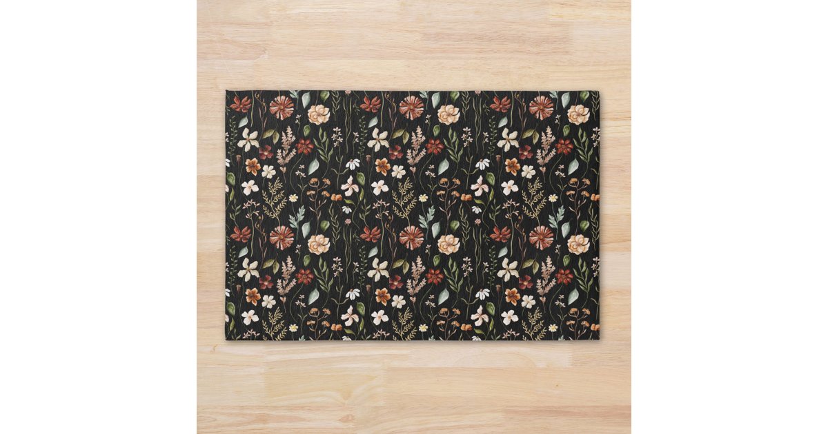 Watercolor Wildflower Floral Botanical Pattern Rug | Zazzle