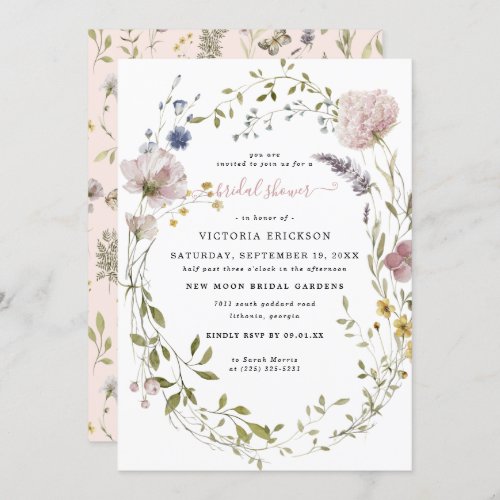 Watercolor Wildflower  Floral Bridal Shower Invitation