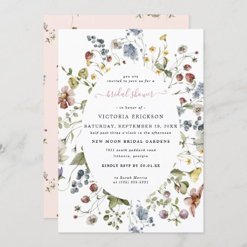 Watercolor Wildflower  Floral Bridal Shower  Invitation