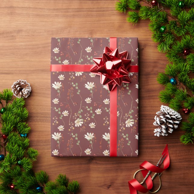 Watercolor Wildflower Floral Christmas  Wrapping Paper (Holiday Gift)