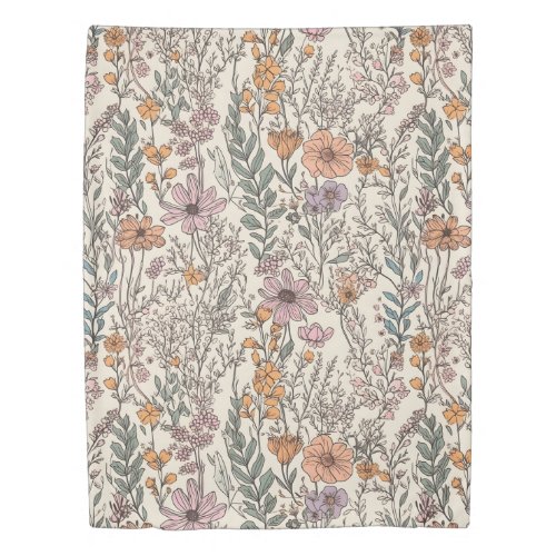 Watercolor Wildflower Floral Duvet Cover