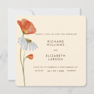 Watercolor Wildflower Floral Elegant Wedding Invitation